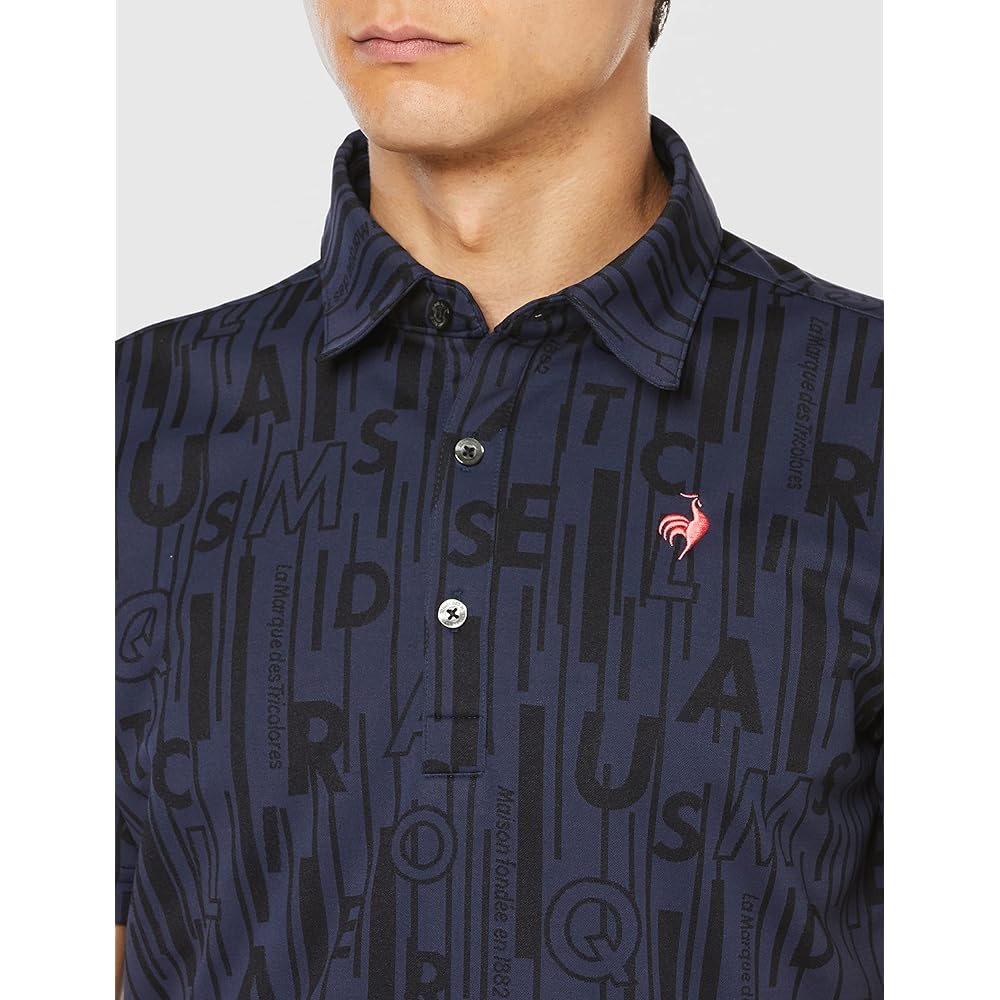 [Le Coq Sportif Golf] Short Sleeve Shirt, Sweat Absorbent, Quick Drying, Stretch, UPF15, All Over Pattern, Golf QGMVJA08 Men's