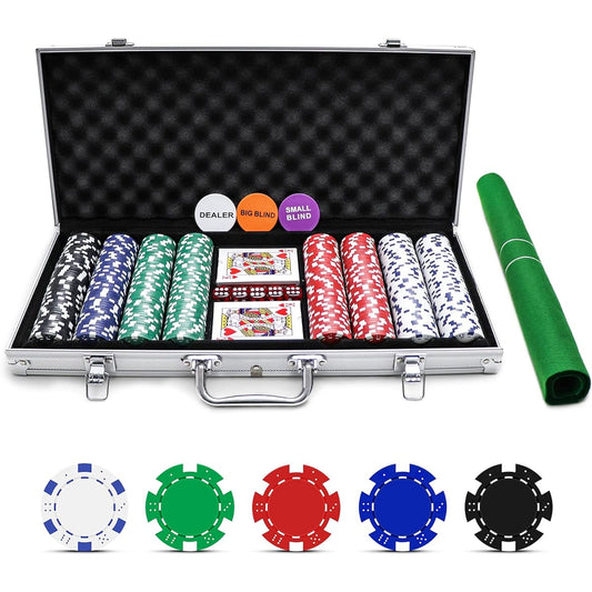 NOLIE Casino Poker Chip Set 400 Pieces with Aluminum Case and Double-Sided Poker Table Top for Gambling (11.5 Grams)