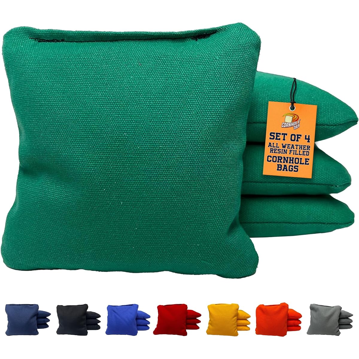 Cornhole365 Cornhole Bags All Weather Resin Filled Bags Cornhole Toss Bags Plain Premium Plastic Pellets Weatherproof Cornhole Bean Bags Storm Set of 4