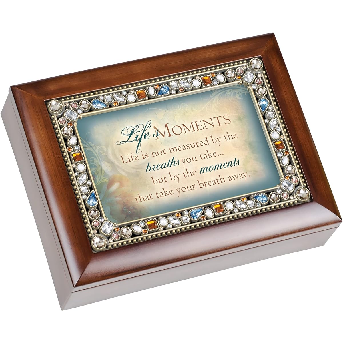 Cottage Garden Life Measured by Moments Woodgrain Jewelry Music Box Playing a Wonderful World