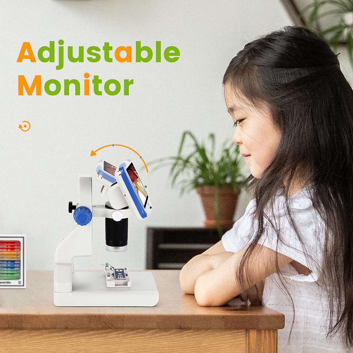 LINKMICRO Kids Microscope, 5" LCD Portable Digital Microscope 200X Microscope Kit for Kids Ages 8-12, Photo/Video with Sample Slides, STEM Tools, Gift for Boys and Girls