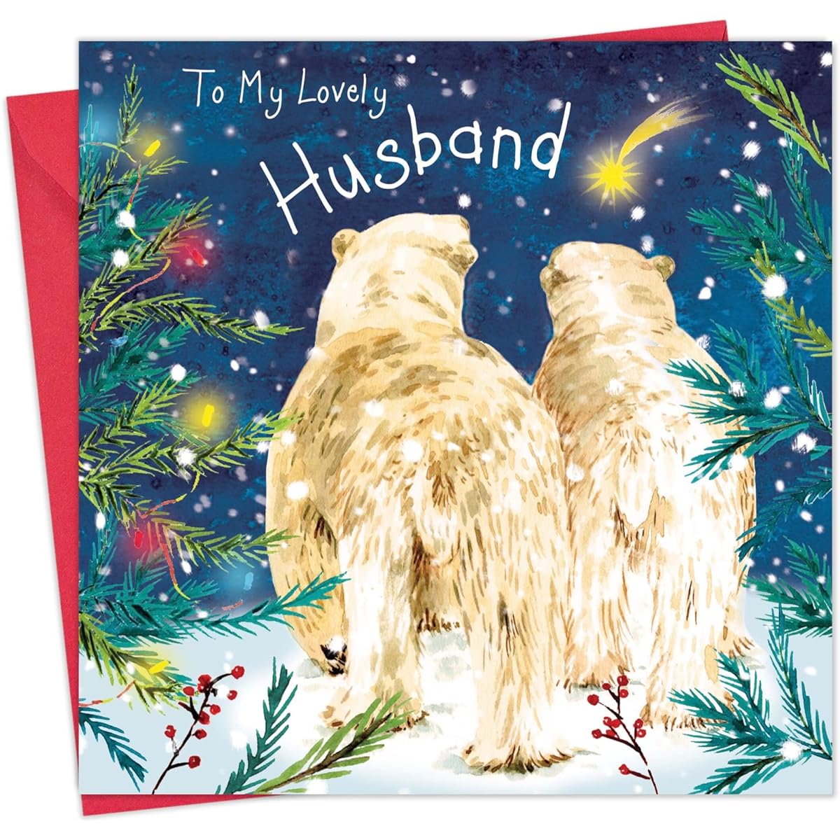 Twizler Merry Christmas Card for Husband with Polar Bear – Husband Christmas Card – Husband Christmas Card – Men Christmas Card – Men Christmas Card – Christmas Card – Husband Christmas Card – Christmas Card Husband