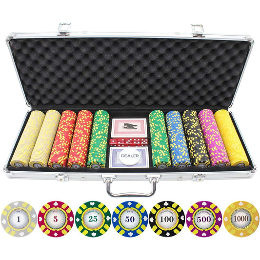 500 Piece Striped Suited v2 Clay Poker Chips Set