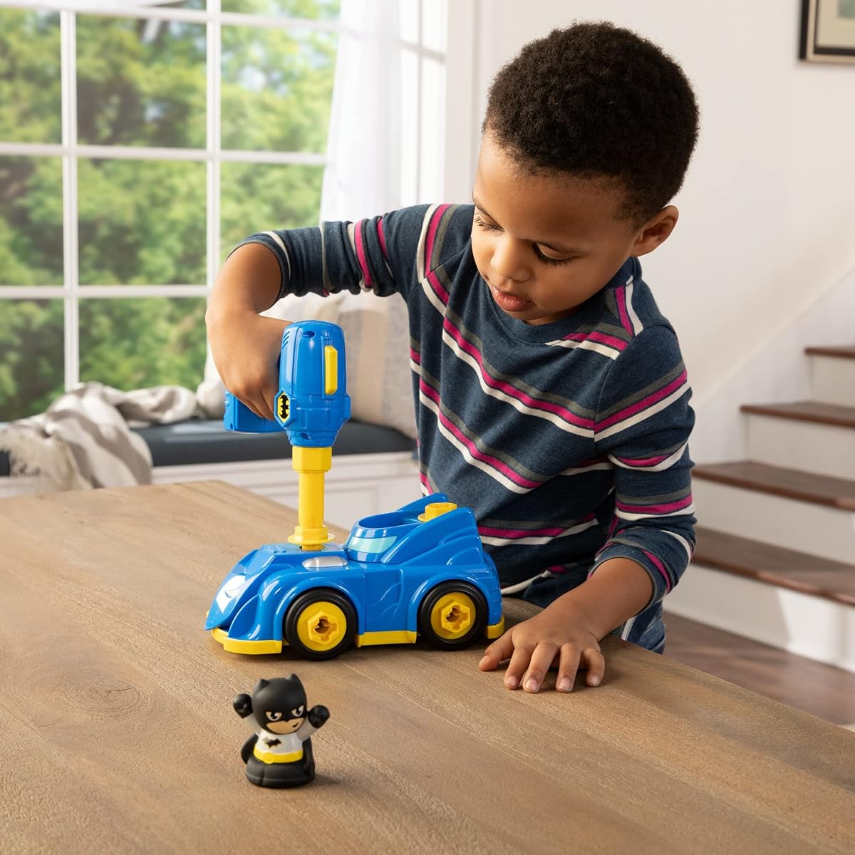 BUILD-A-BUDDY Batman Batmobile Building Toy - Toy Drill, Batman Action Figure, AA Batteries Included - Batman Toy for Boys and Girls Ages 18 Months and Up