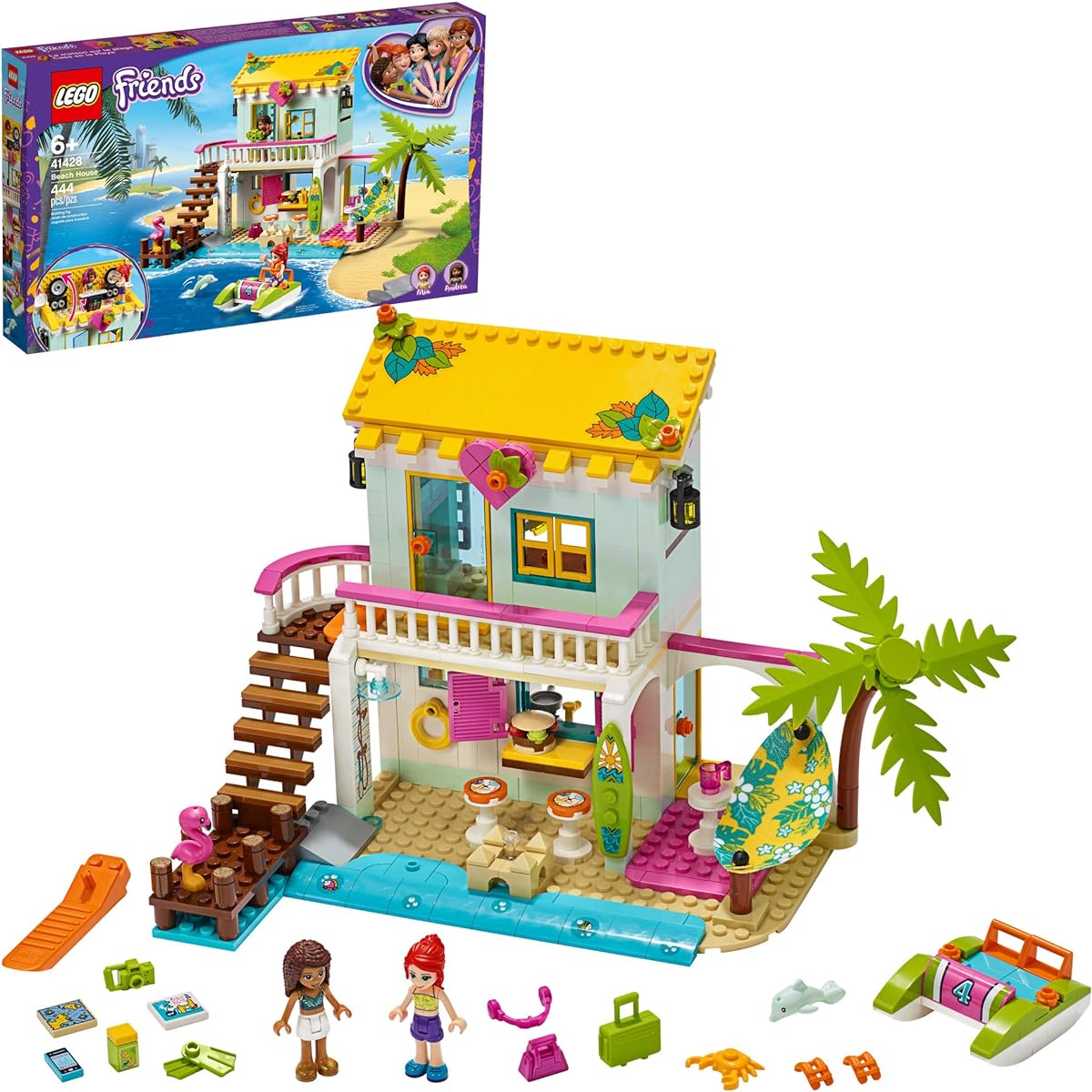 LEGO Friends Beach House 41428 Building Kit; Sparks Hours of Summer Adventure Play, New 2020 (444 Pieces)