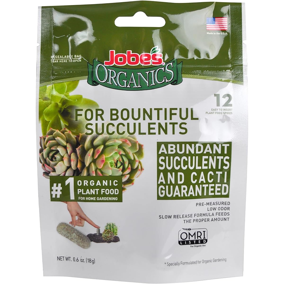 Jobe's 06703 Succulent Fertilizer Spikes, 12, Natural