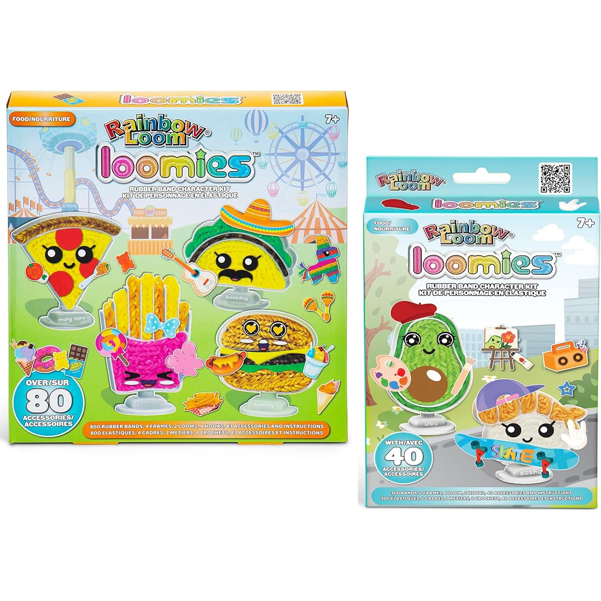 Rainbow Loom: Loomies Food Figures 2 Pack Bundle: 4 Characters & 2 Character Kits - DIY Rubber Band Kit Create 6 Food-Themed Characters Ages 7+