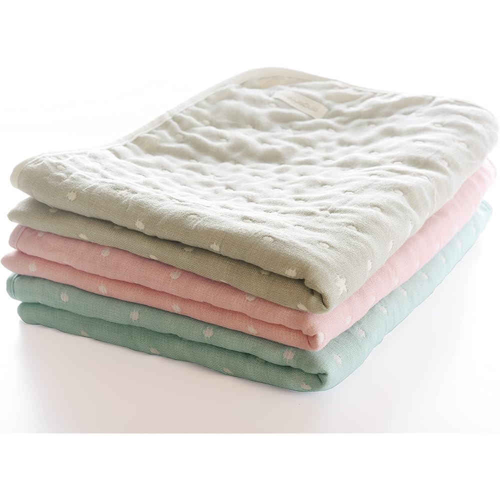 angerolux towel blanket nap blanket swaddle star 6-layer gauze blanket [Made in Japan] Pale pink L
