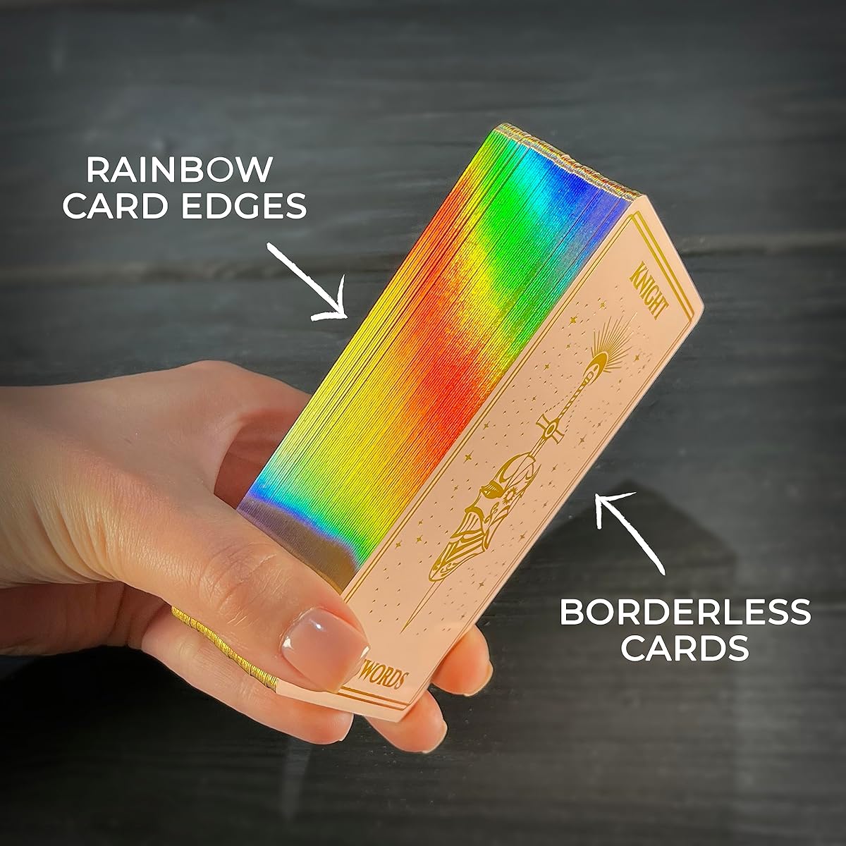 CRAFTERIAN Mistyk Minimalist Tarot Cards Rainbow Foil 78 Tarot Deck Gold Edge for Beginners and Experts with Guidebook (Pink)