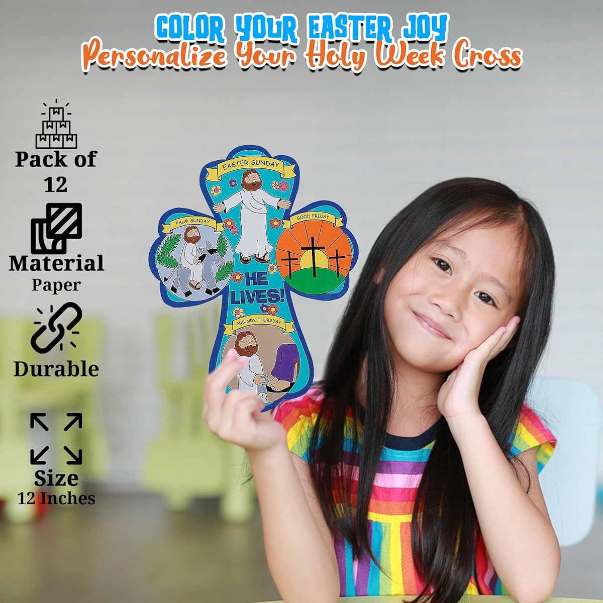 Color your own Holy Week cross - craft and fun home activity for kids.