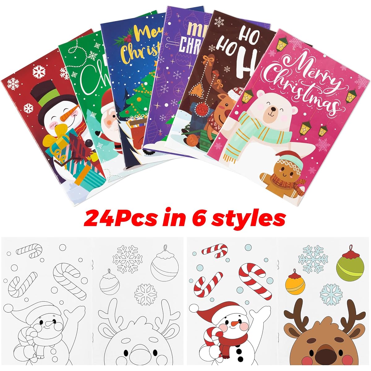 Dvbonike Christmas Coloring Books 24 Pages with Santa, Christmas Tree, Snowman, Reindeer, Ginger Man, Merry Christmas, Birthday Party Favor Gifts, Christmas Home School Activities for Kids Boys Girls