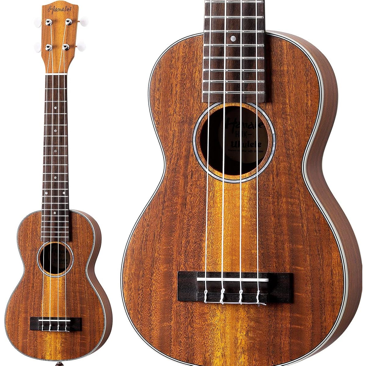 Hanalei HUK-500 Natural Matte Soprano Ukulele All Solid Acacia Core [Long Neck] Hanalei