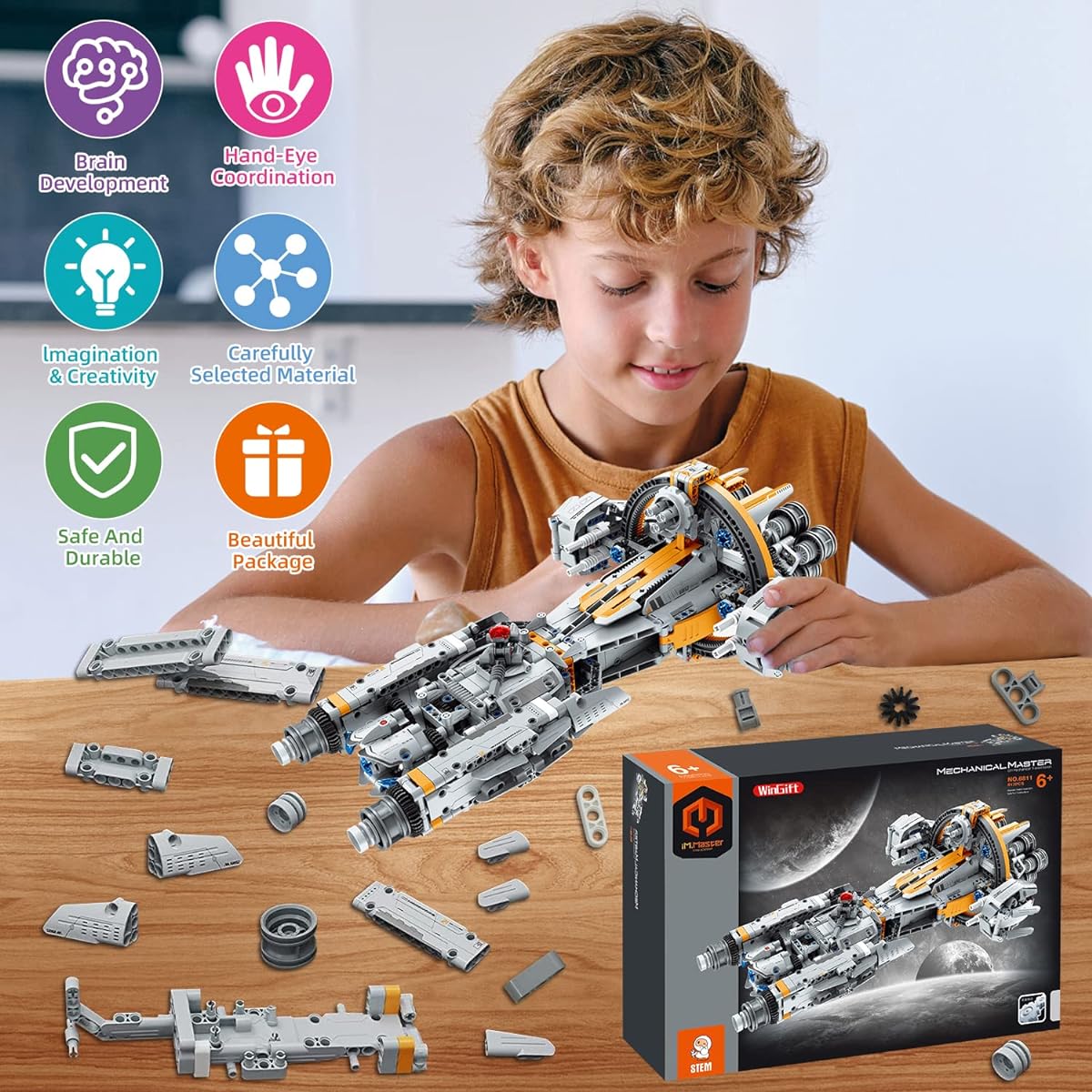 WINGIFT 955 Piece Warship Series Creative Building Set for Adults Top STEM Toys for Boys and Girls Ages 6 and Up
