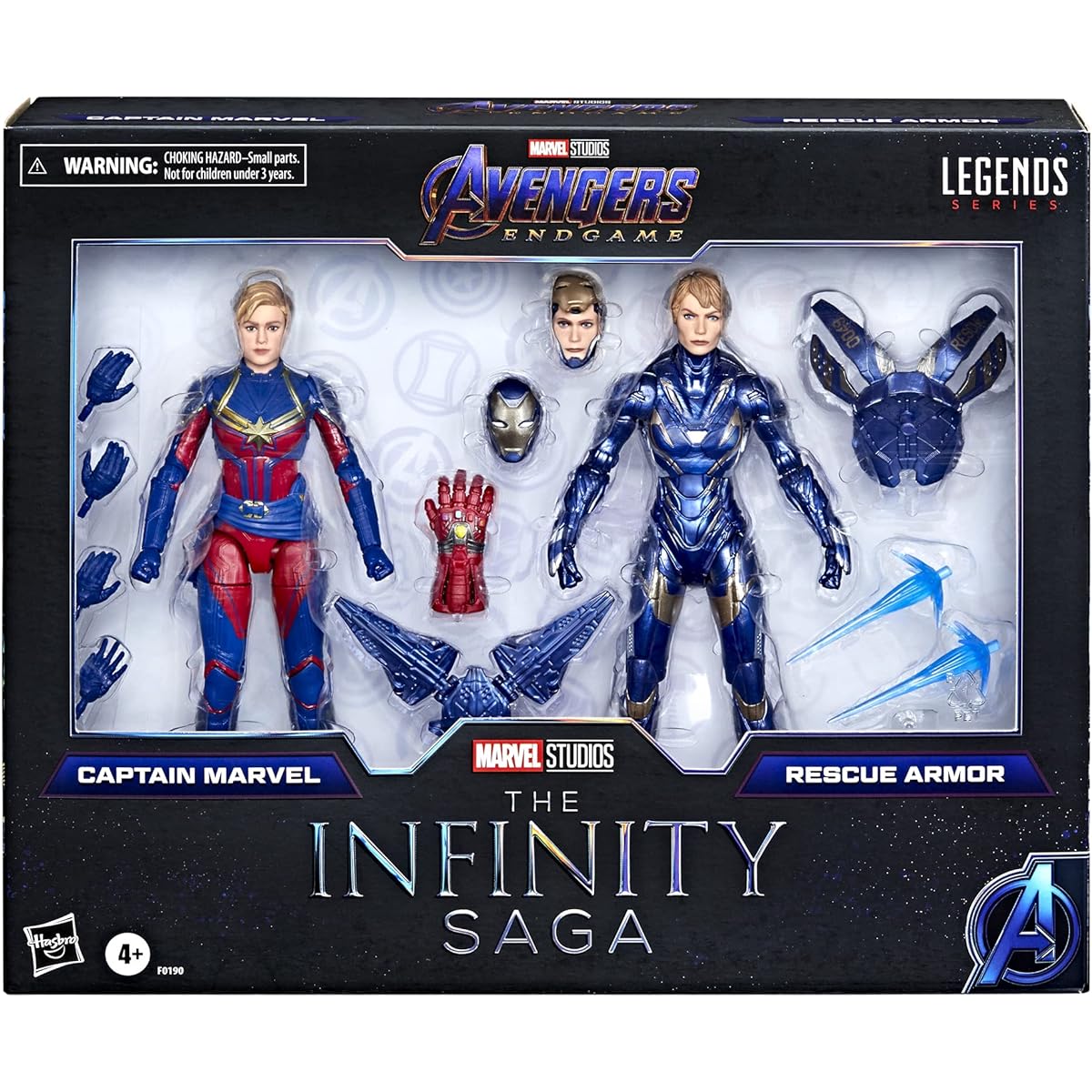 Marvel Hasbro Legends Series 6-Inch Scale Action Figures Toy Captain and Rescue Armor 2-Pack Infinity Saga Characters Premium Design 2 Figures and 12 Accessories