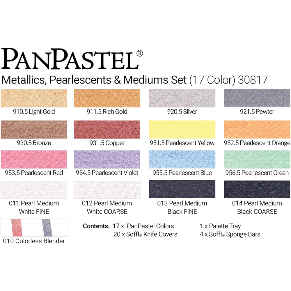 PanPastel 30817 Metallic & Pearl & Medium 17 color set 318460