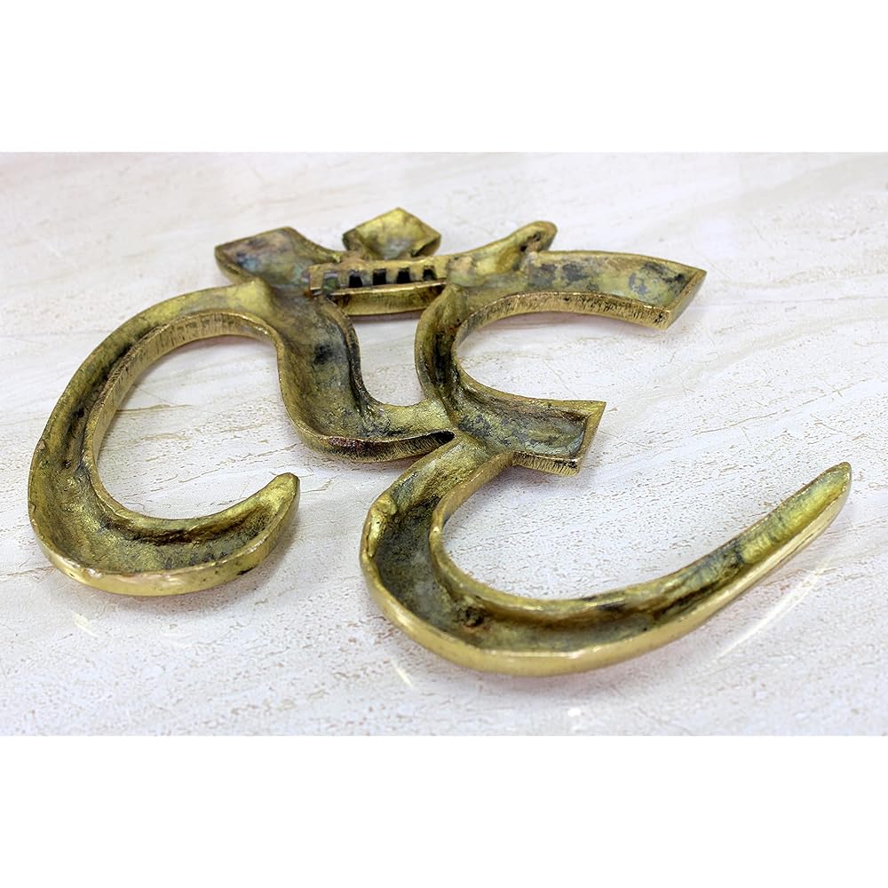 eSplanade Brass OM Wall Hanging Sculpture | Vastu | Feng Shui | Luck Auspicious Religious Symbol | Puja Idol | Home Decoration - 9 inches