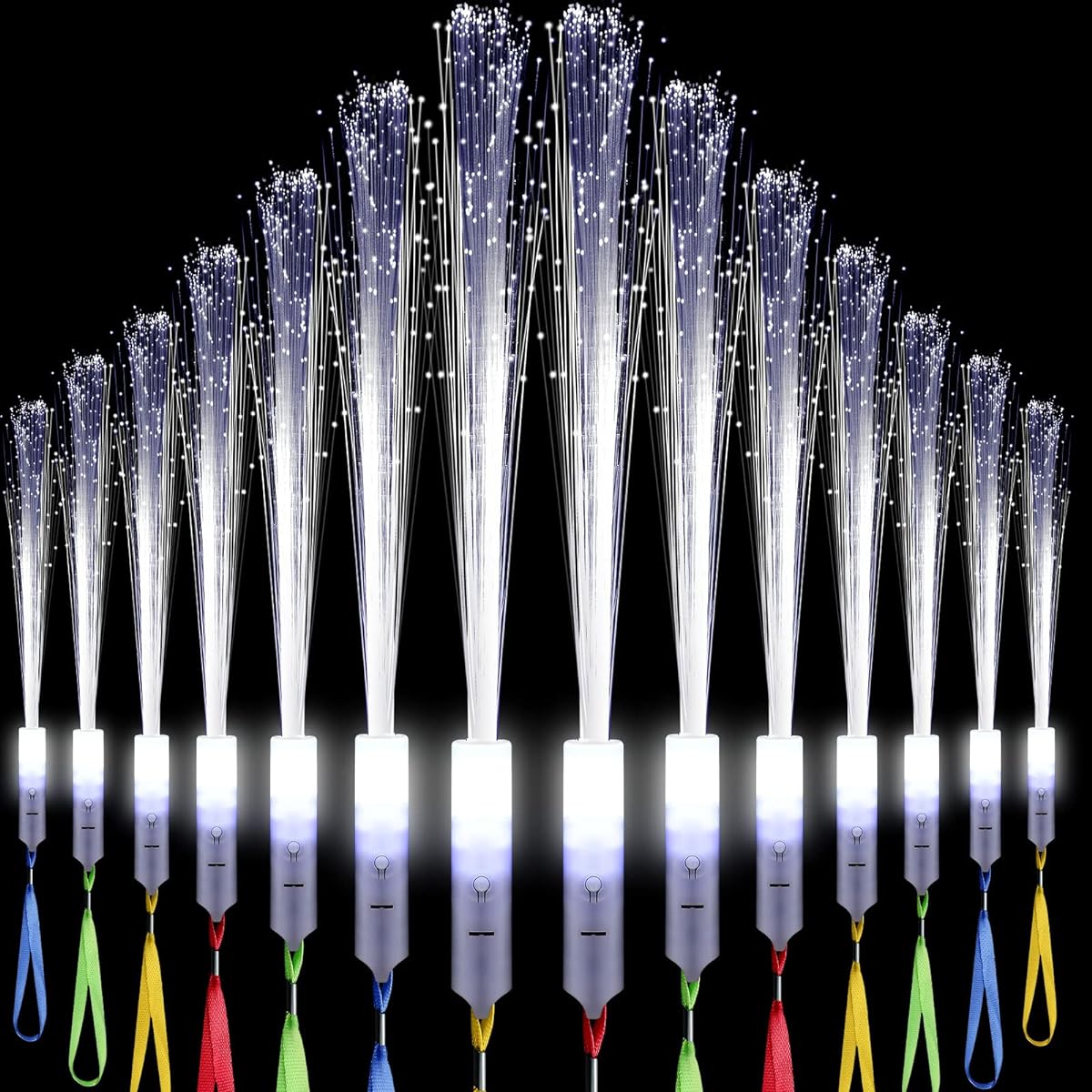 White Fiber Optic Wands Glow Sticks LED Light Up Wedding Wands 3 Light Modes Long Flashing Sparklers for Birthday Wedding Bridal Shower Glow in the Dark Party Favors (400 Pieces)