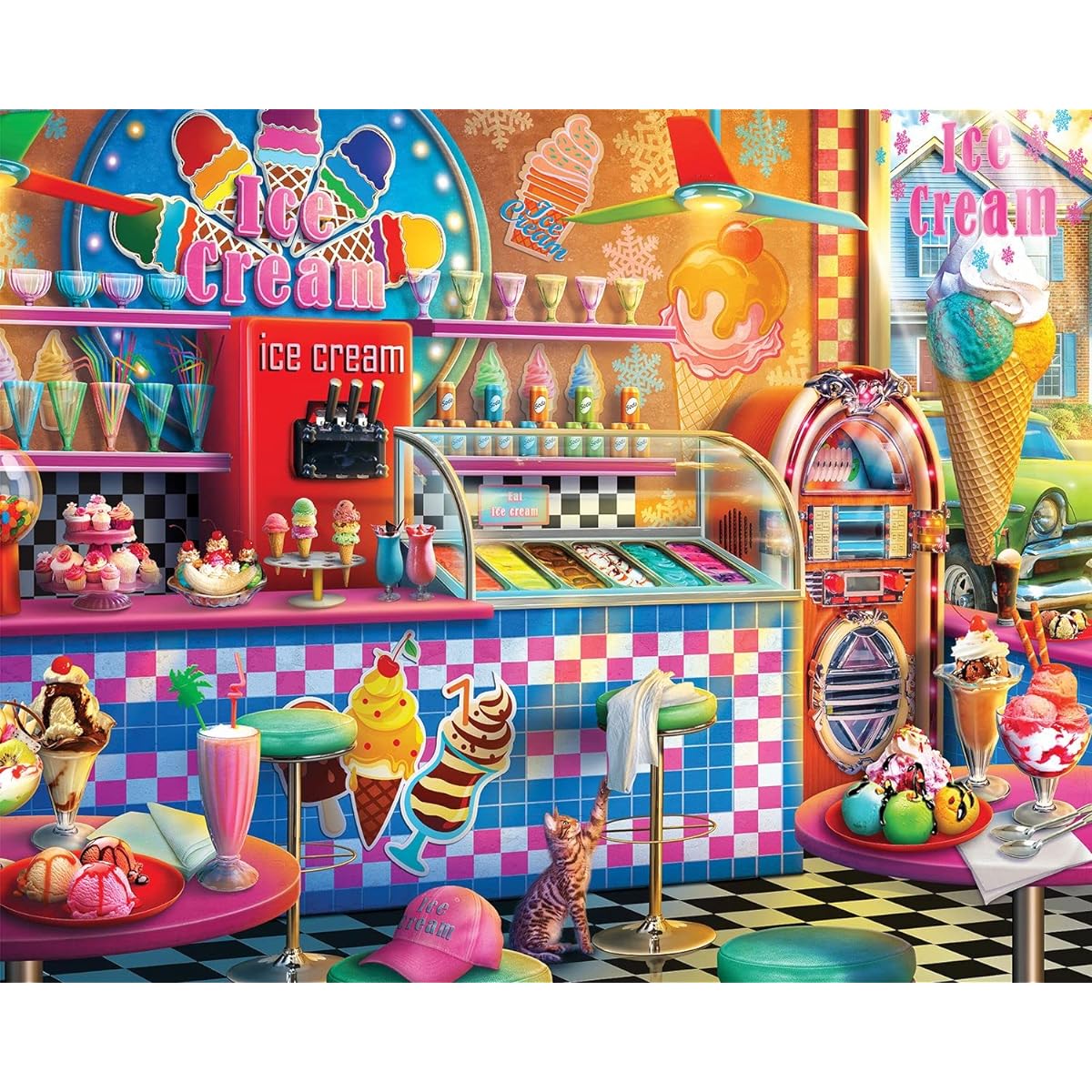 Springbok's 1000 Piece Jigsaw Puzzle Ice Cream Shop Made in the USA