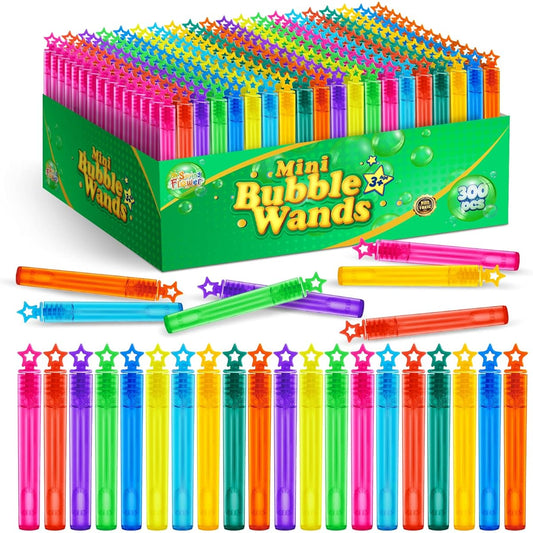 300 Pieces Mini Bubble Wands Bubble Party Favors Assorted Toys Themed Birthday Halloween Goodie Bags Carnival Giveaways Wedding Bubble Maker Toys for Kids Outdoor Gifts for Girls & Boys