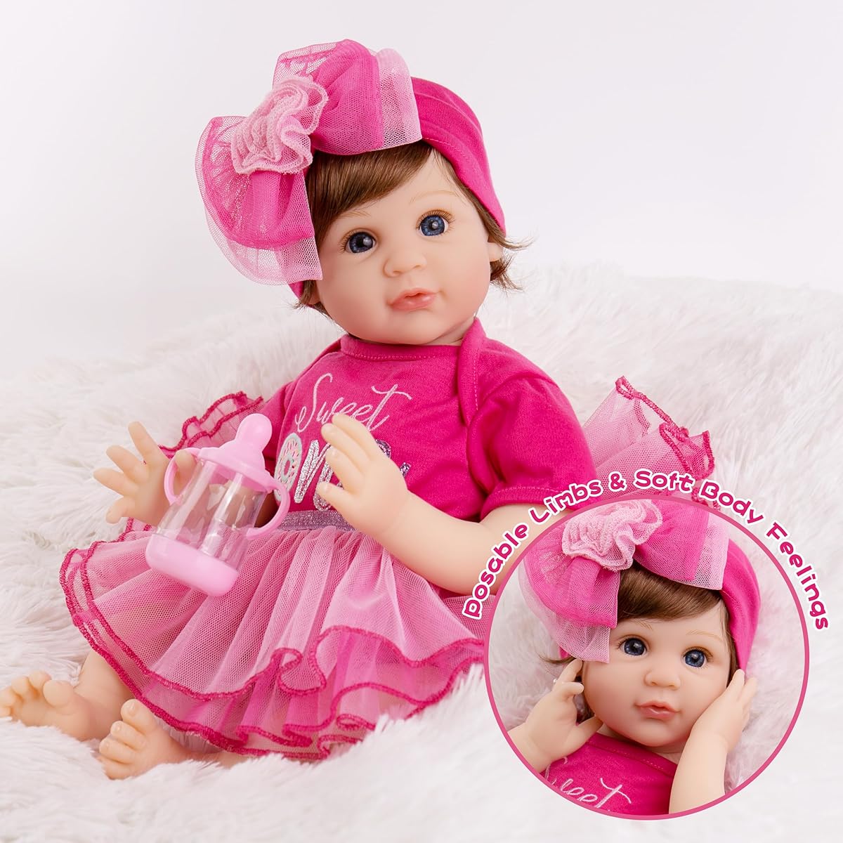 Aori 2.0 Reborn Baby Doll Lifelike Baby Doll 22 Inch Realistic Weighted Baby Doll Girls Reborn Lifelike Newborn Doll Soft Vinyl Reborn Doll with Teddy Toy Ages 3+
