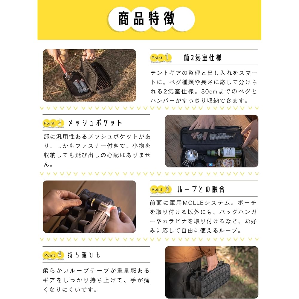 CAMPING MOON Peg Peg Hammer Lantern Storage 30cm Storage Case Tool Box Bag Goal Zero Pouch Black BK-30