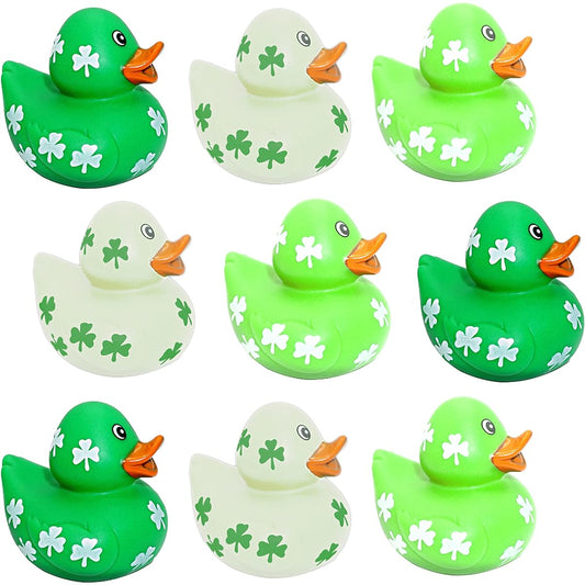 4E's Novelty 24pcs Mini St. Patrick's Rubber Ducks Shamrock Rubber Ducks Miniature Irish Decorations Party Favors Kids School