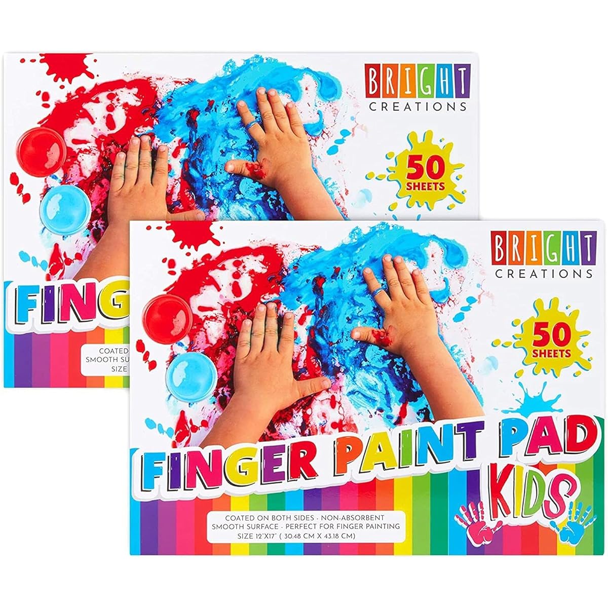 Bright Creations Finger Painting Paper Pads Kids Art Supplies 50 Sheets/Pad (17 x 12 Inches 2 Pack)