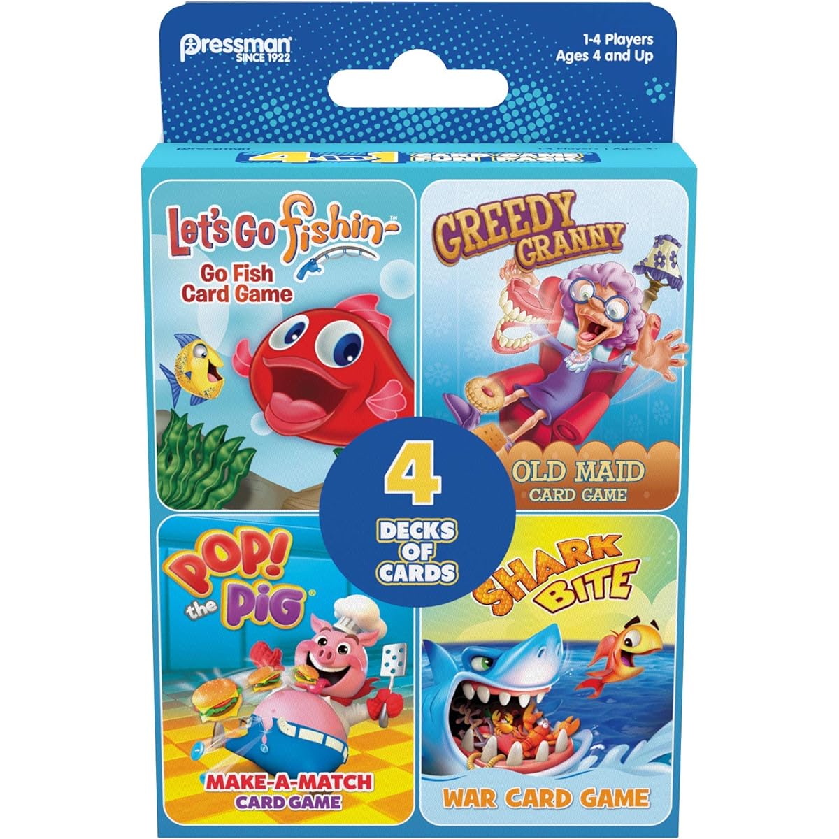 Pressman Classic Card Game 4-in-1 Set - Develop memory and matching skills with bright, colorful cards