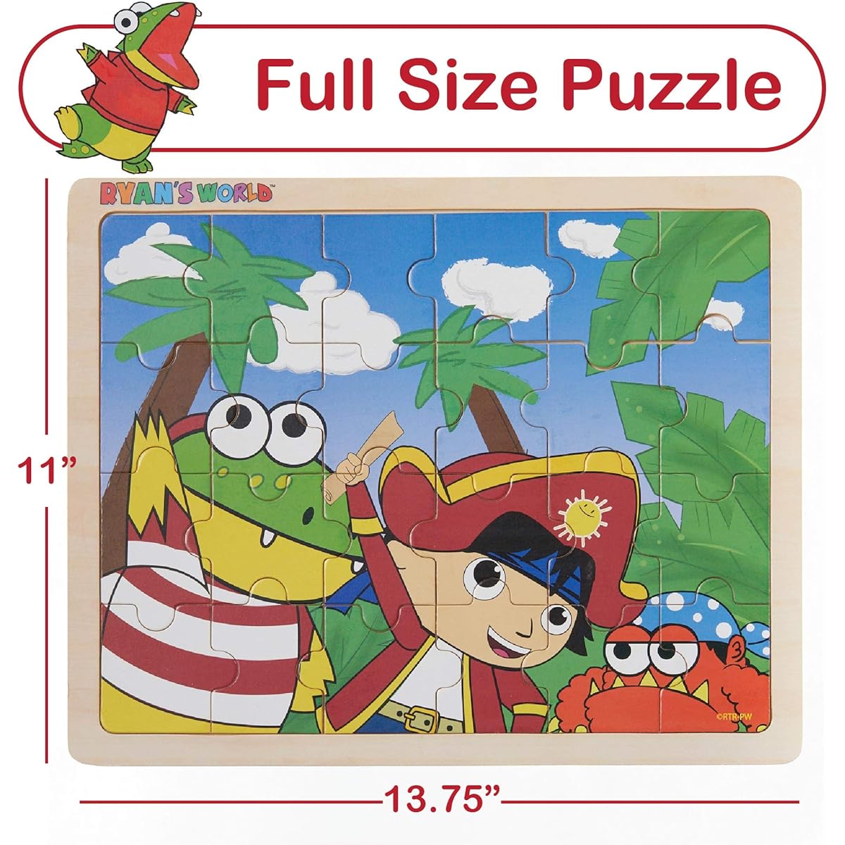 Ryan's World - Pirate Adventure - 24 Piece Wooden Jigsaw Puzzle