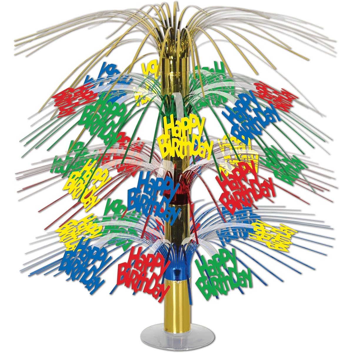 Beistle 57332-MC Happy Birthday Cascade Centerpiece, 18-Inch