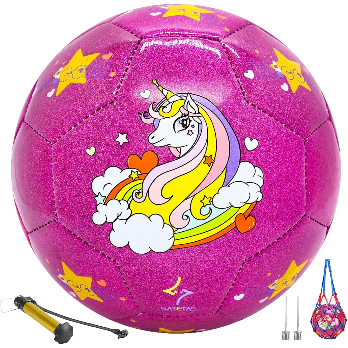 SARETAS Soccer Ball Size 3 Soccer Ball Cartoon Design Ball Toy Soccer Kids Indoor Outdoor Soccer Ball with Pump Toddler Softball Girls Boys