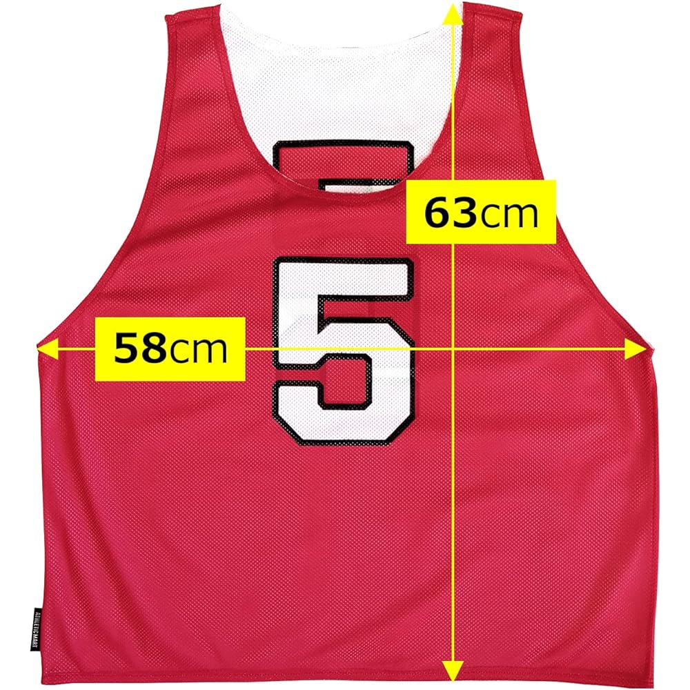 ATHLETIC MART Bibs (reversible) No. 4 to 15, front and back/front and back numbered, set of 12 [storage mesh bag included] [all 4 colors of bibs] Men and women free Adults, elementary school students, high school students, soccer, basketball, school, lac