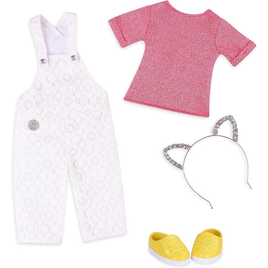 (Glisten and Glam ) - Glitter Girls by Battat - Glisten and Glam - Lace Overalls and Cat Ear Deluxe Outfit 36cm Doll Clothes and Accessories for Girls Age 3 and Up - Children's Toys