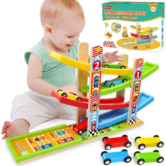 Vehicle playset with 4 mini cars and a race track