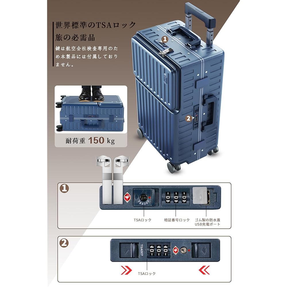 [Redamancy] Suitcase, Carry-on, USB Port, Carrying Case, Cup Holder, Computer Storage Pocket, Multi-functional, Aluminum Frame Type, Equipped with TSA Lock, Front Open, Luggage Hook, Ultra Lightweight, Shockproof, Quiet, 360 Degree Rotation, Sturdy Tires