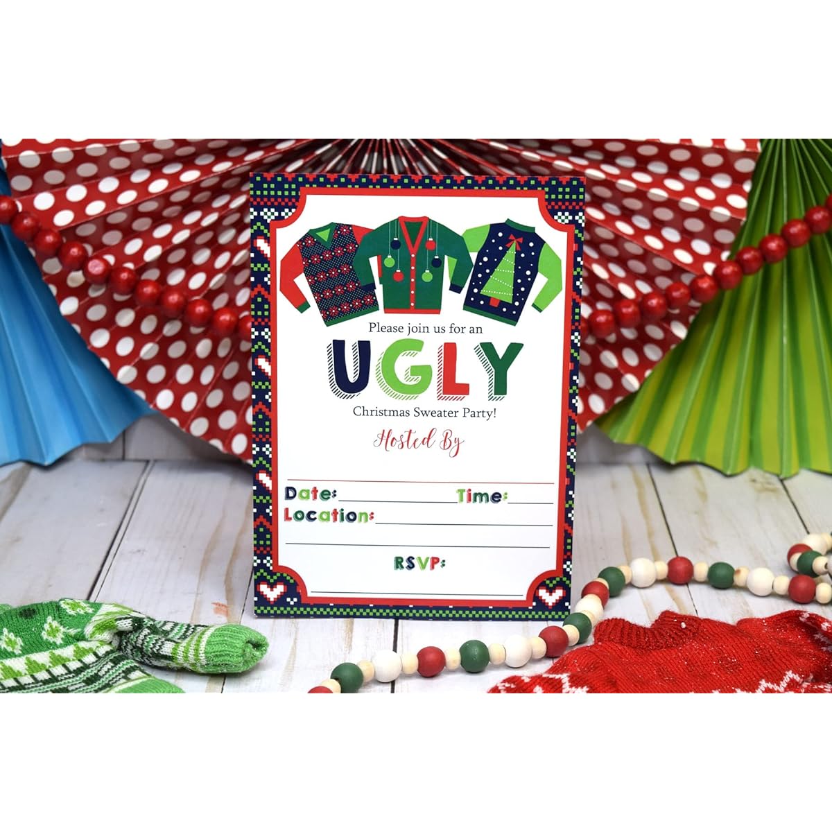 Amanda Creations Christmas Holiday Party Invitations - 20 5"x7" Cards, White