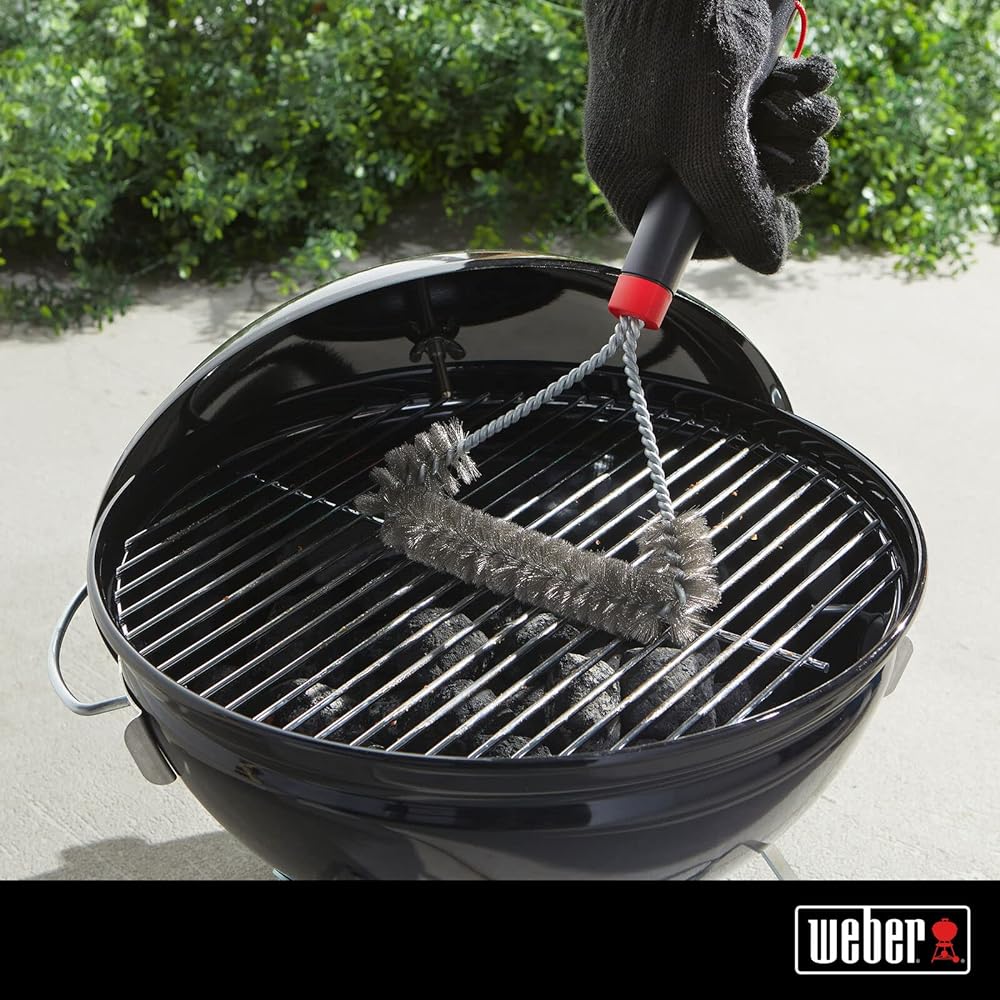 Weber 3-sided Grill Brush 30cm Barbecue Grill Brush [2 Year Warranty] Black Small