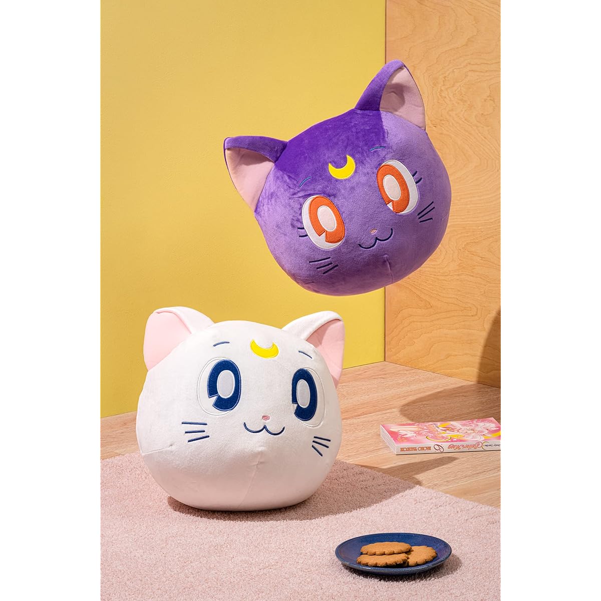 Sailor Moon Artemis Mochi Ball Plush Animal - 14" Cute Collectible Hugly Toy Character - Super Soft Polyester Fabric