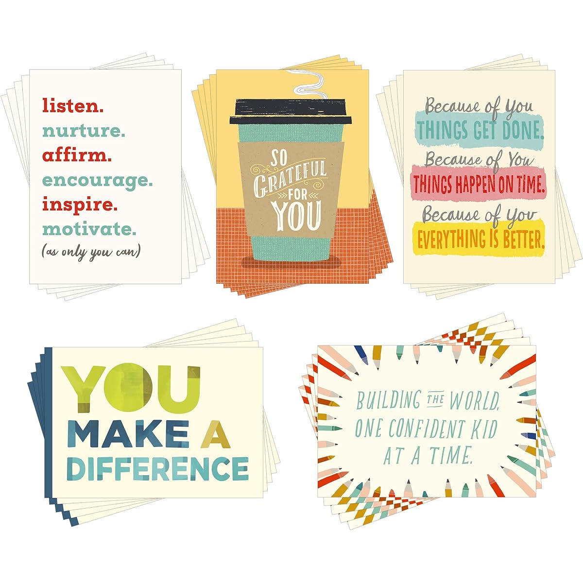 Hallmark Business Assorted Teacher Appreciation Cards (Elementary and Secondary Education) for Educators, School Nurses, School Administrators, Staff, PTA, PTO, Parent Organizations (Pack of 25)