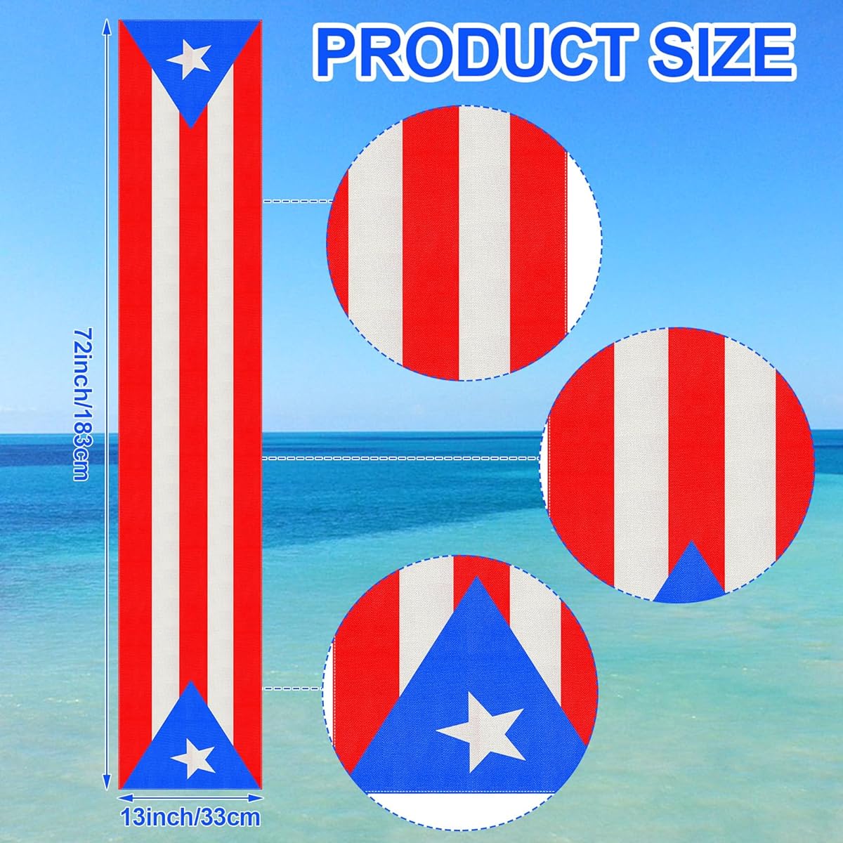Kingdder Table Runner Linen Italy Puerto Rico Striped Flag Linen Table Runner Italy Puerto Rico Party Decorations Kitchen Dining Room Home Table Centerpiece 13 x 72 Inch (Puerto Rico) 2 Pieces
