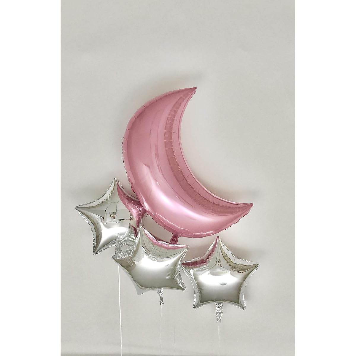 Sweet Moon 16 Piece Moon and Star Balloon Bouquet - Baby Shower Birthday Gender Reveal Eid Ramadan Party Decorations (Pink)