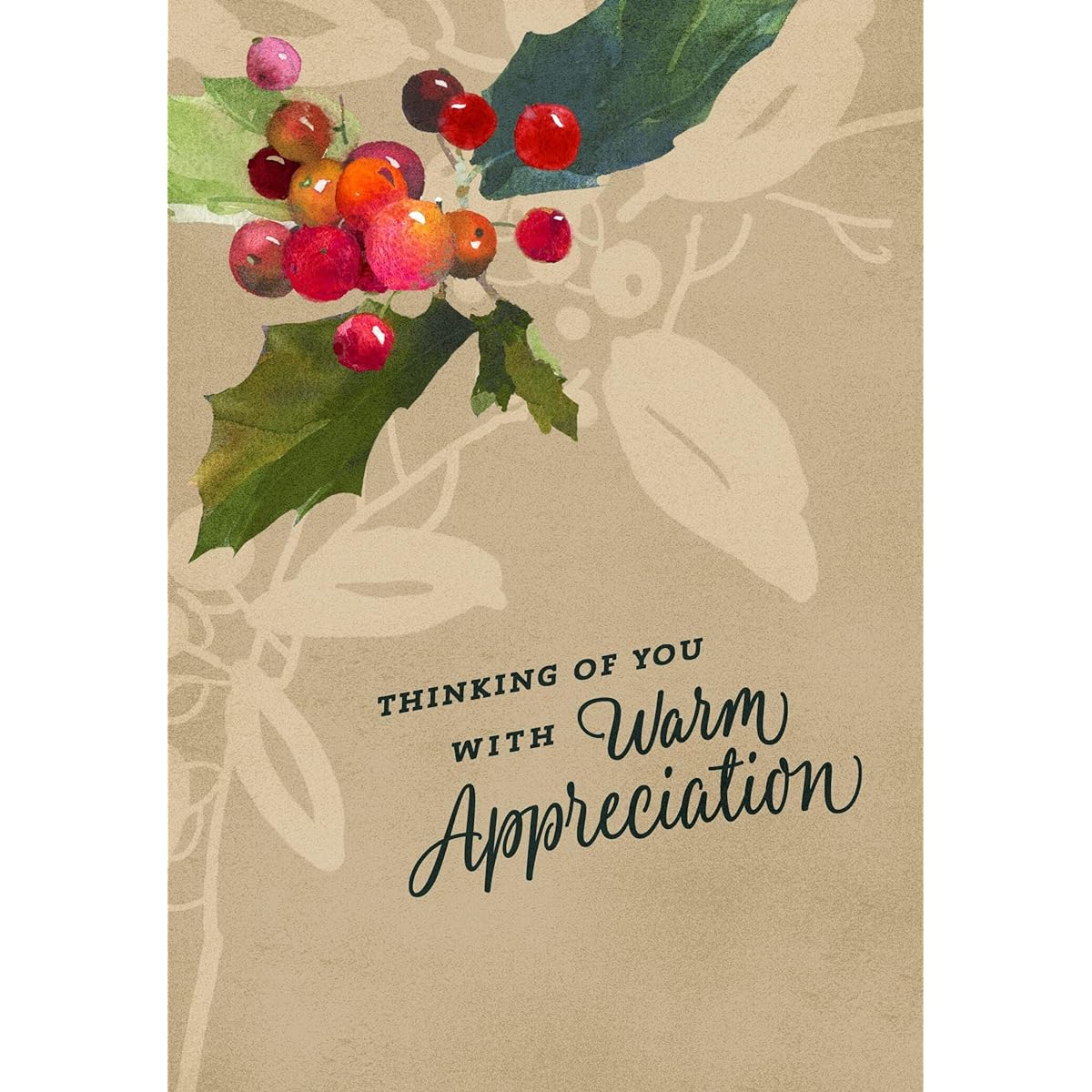 Hallmark Business 100 Pack Bulk Employee Holiday Cards (Warm Gratitude Holly)