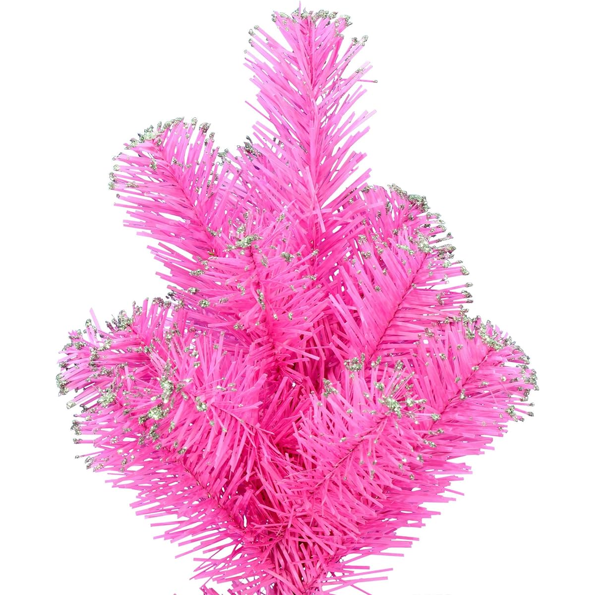 Vickerman 2ft Pink Tinsel Artificial Christmas Tree - No Lights - Faux Tinsel Christmas Tree - Seasonal Indoor Decor