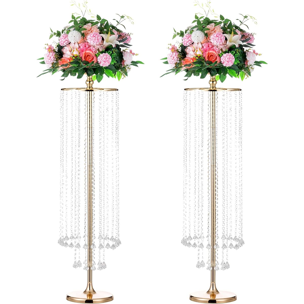47.2 Inch Height Large Gold Vase for Centerpieces Crystal Flower Stand for Wedding Centerpieces Gold Flower Vase for Quinceañera Decorations Flower Centerpieces Wedding Isle Decoration Stand