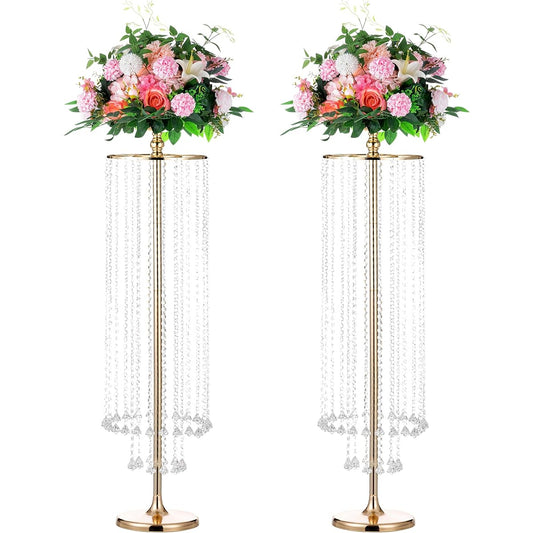47.2 Inch Height Large Gold Vase for Centerpieces Crystal Flower Stand for Wedding Centerpieces Gold Flower Vase for Quinceañera Decorations Flower Centerpieces Wedding Isle Decoration Stand
