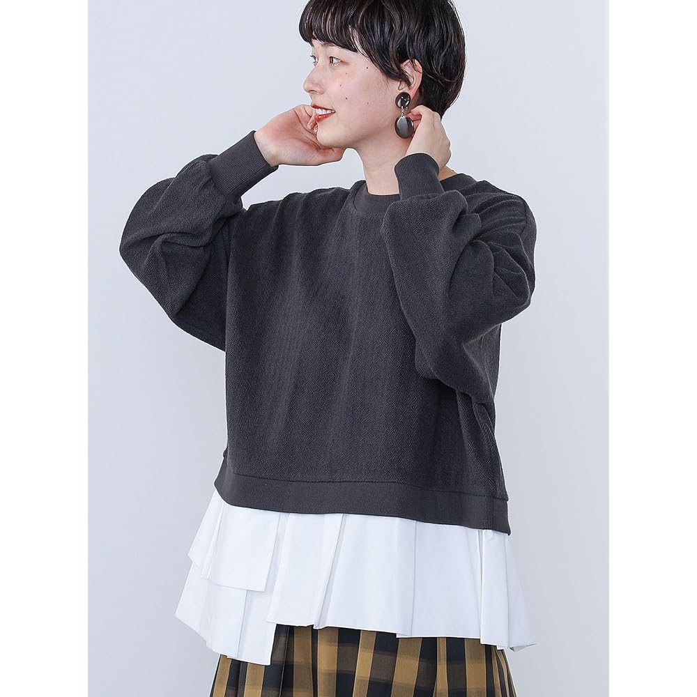 [Beams Heart] Sweatshirt Herringbone Asymmetrical Pullover Women's