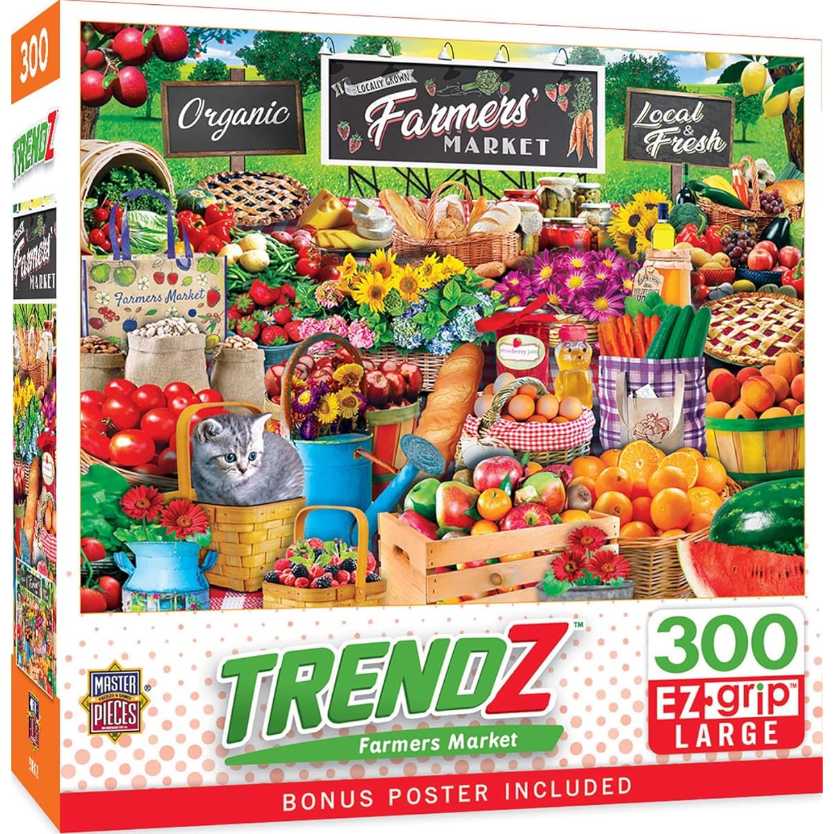 MasterPieces Trendz Farmer's Market - Fruit and Vegetable Collage Large 300 Piece EZ Grip Jigsaw Puzzle