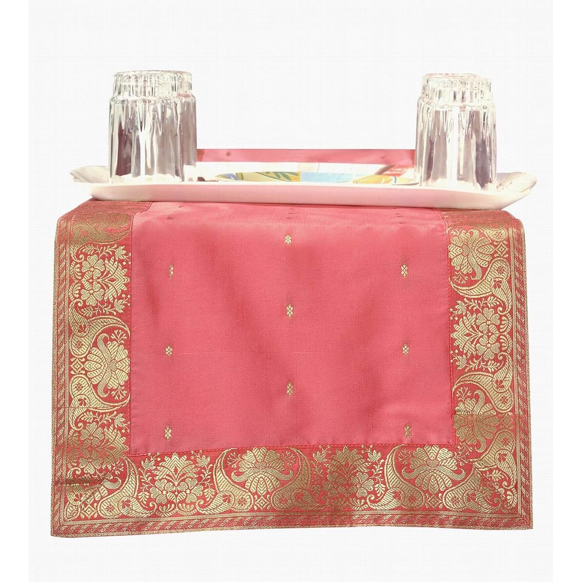 Indian Selections Handcrafted Table Runner - 18 x 108 Inch, Pink