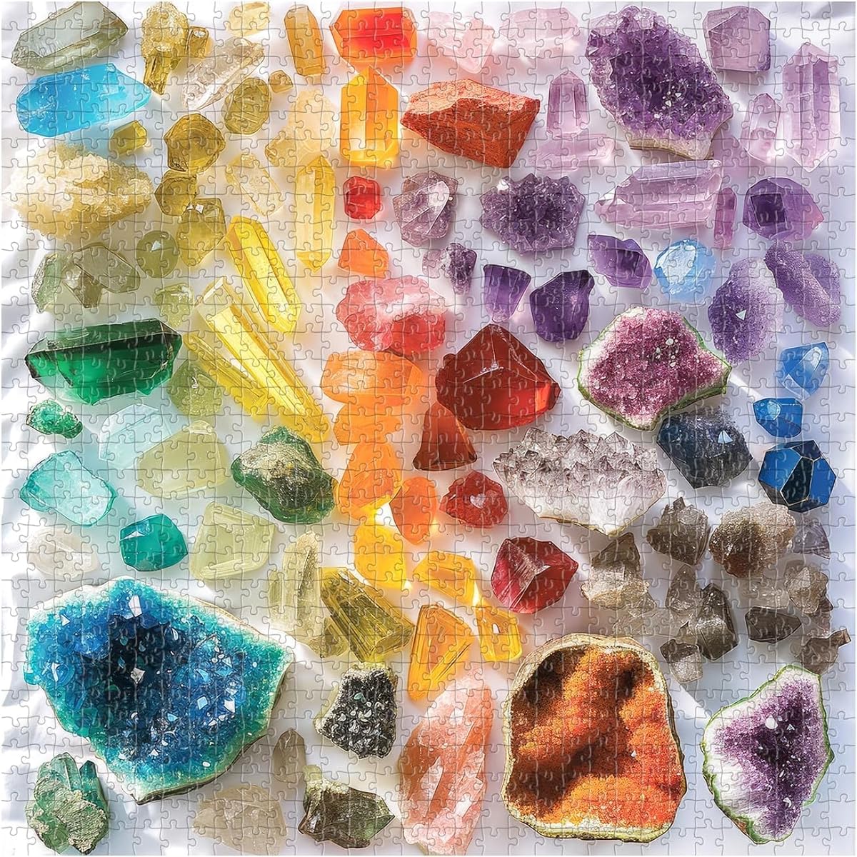 Colorful Crystal Puzzle for Adults 1000 Pieces Rainbow Art Gems and Crystals Jigsaw Puzzle Hard Rock Puzzle Challenging Puzzle for Adults