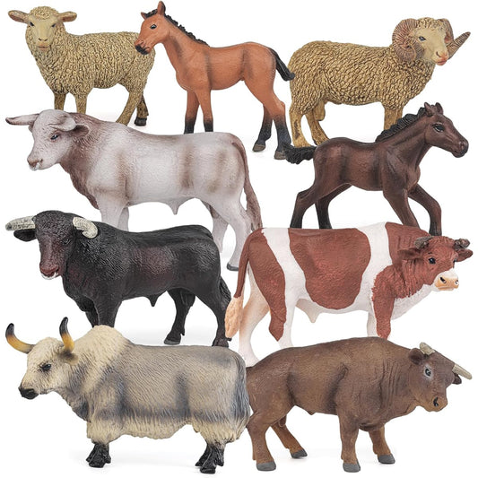 Bull Toys Bulk Playset 9 Piece Cow Toys for Toddlers Sheep Figures Appaloosa Foal Figure Sheep Model Kids Birthday Party Collection